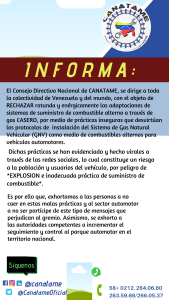 Lee más sobre el artículo Comunicado ante alteración de piezas automotrices para colocar GAS.