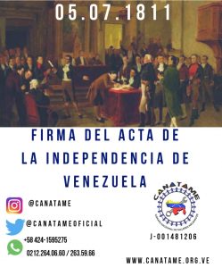 Read more about the article DÍA DE LA INDEPENDENCIA DE VENZUELA 05 DE JULIO DE 1811
