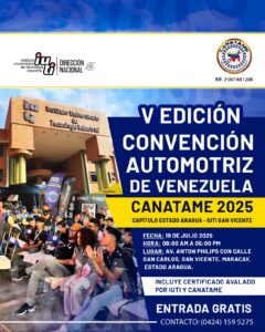 Lee más sobre el artículo CONVENCIÒN AUTOMOTRIZ DE VENEZUELA, CANATAME 2025, CAPÍTULO ESTADO ARAGUA