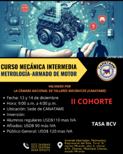 Lee más sobre el artículo CURSO MECÁNICA INTERMEDIA ( METROLOGIA Y ARMADO DE MOTOR)